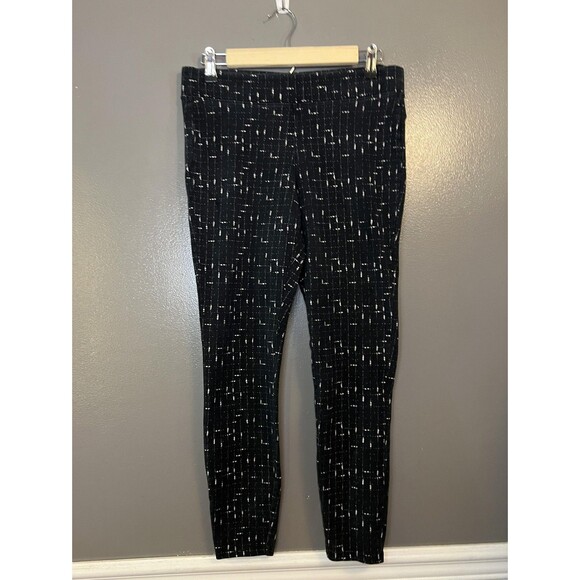 Old Navy Leggings Womens Medium Black White Grid Print Stretch Pull On Cotton - Picture 2 of 8